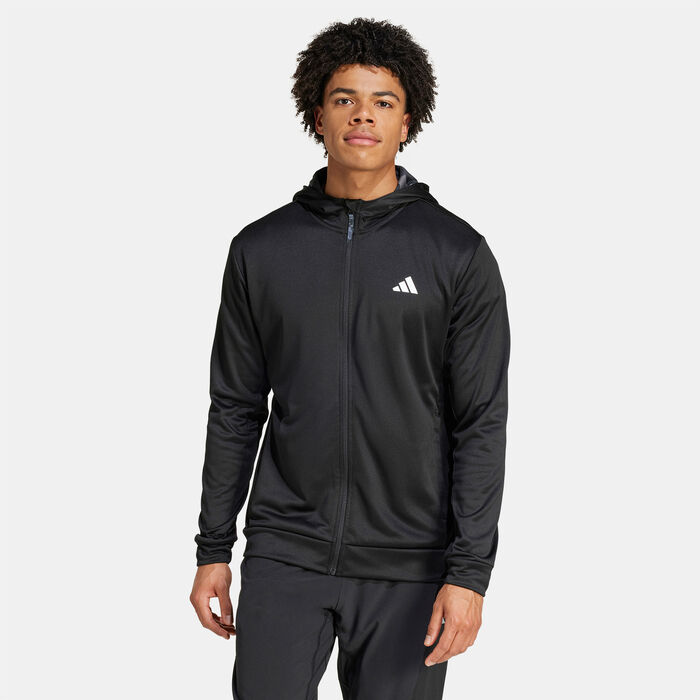 adidas Men's Train Essentials Camo Full-Zip Training Hoodie Black adidas Men's Train Essentials Camo Full-Zip Training Hoodie Black image number 0