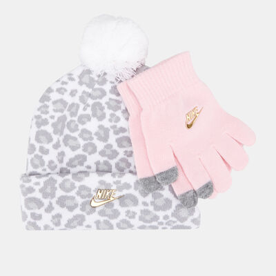 Nike Kids' Futura Beanie And Gloves Set White