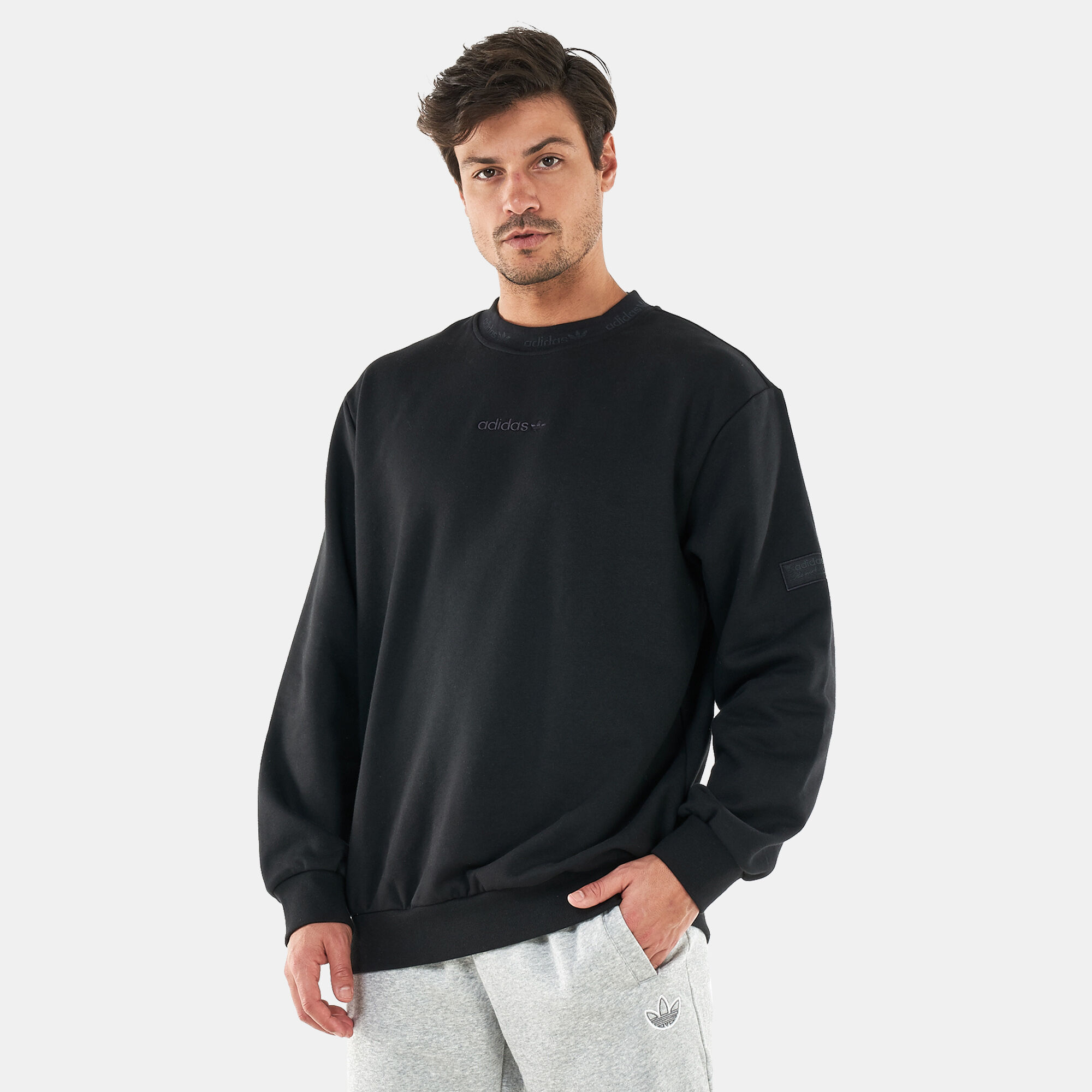 Adidas originals men's trefoil crew sweatshirt deals