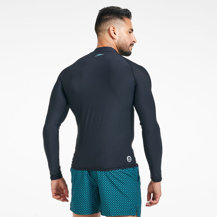 Speedo Men's Delight Long Sleeves Rash Guard Black image number 1