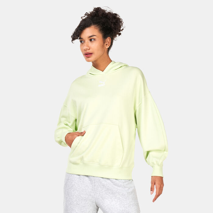 PUMA Women's Classics Oversized Pullover Hoodie Green image number 0