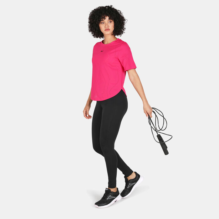 Reebok Women's United By Fitness Perforated T-Shirt Pink Reebok Women's United By Fitness Perforated T-Shirt Pink image number 2