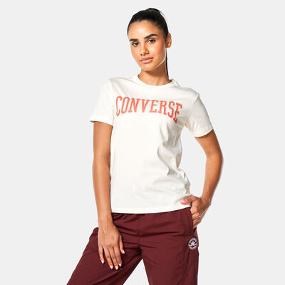 Converse Women's Wordmark Logo T-Shirt Beige