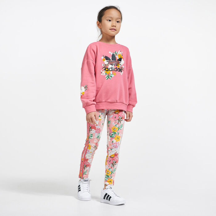 adidas Originals Kids' HER Studio London Floral Sweatshirt and Leggings Set Pink image number 0