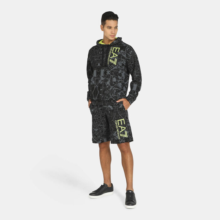 EA7 Emporio Armani Men's Allover Print Shorts Black image number 2