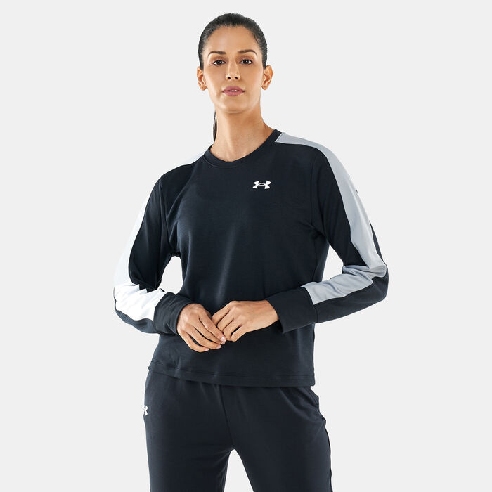 Under Armour Women's UA Rival Terry Colorblock Crew Sweatshirt Black image number 0