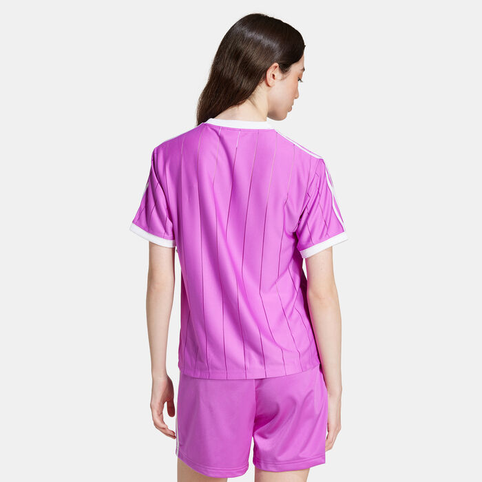 adidas Originals Women's Adicolor 3-Stripes Pinstripe T-Shirt Pink adidas Originals Women's Adicolor 3-Stripes Pinstripe T-Shirt Pink image number 1