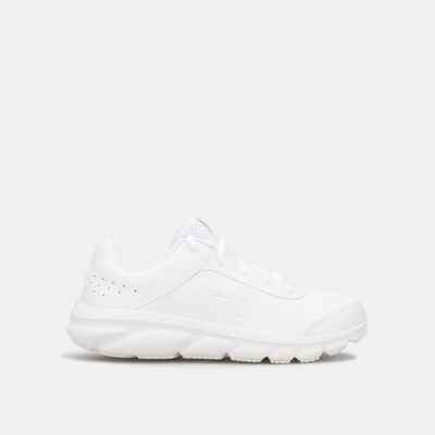 Under Armour Kids' Assert 8 Uniform Synthetic Running Shoe (Older Kids) White