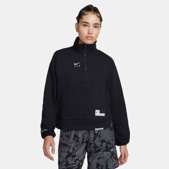 Nike Women's Swoosh Fly 1/4-Zip Basketball Graphic Top Black image number 0