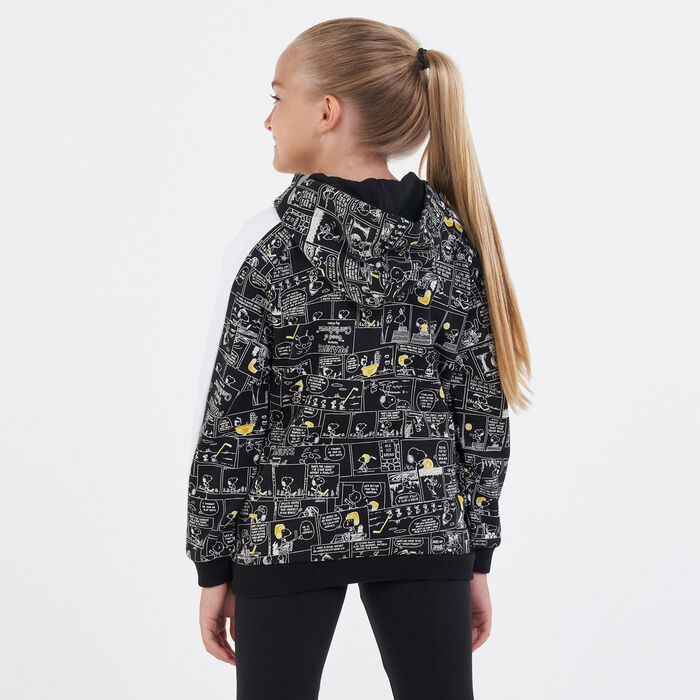 PUMA Kids' X PEANUTS T7 All Over Print Hoodie Black PUMA Kids' X PEANUTS T7 All Over Print Hoodie Black image number 1