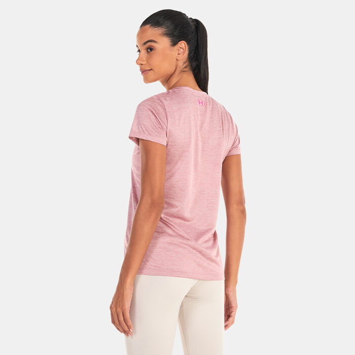 Under Armour Women's UA Tech™ Twist Graphic V-Neck T-Shirt Pink image number 1