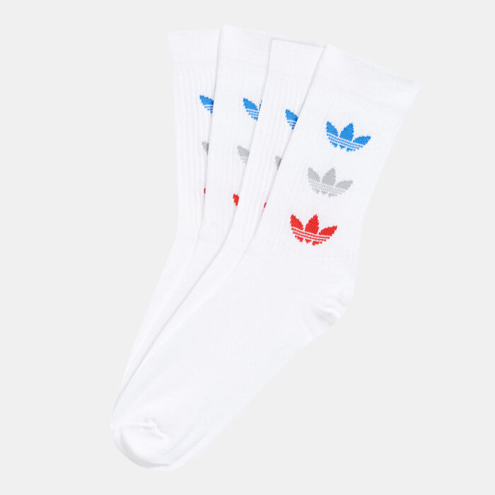 adidas Originals Tricolour Thin Ribbed Crew Socks (2 Pack) White adidas Originals Tricolour Thin Ribbed Crew Socks (2 Pack) White image number 0