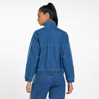 adidas Women's Adicolor Denim Cropped Track Jacket Blue