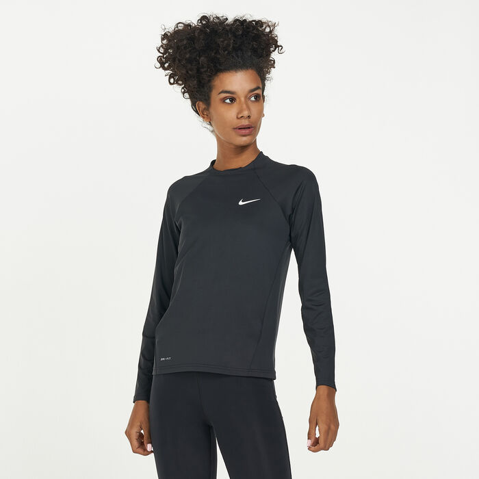Nike Swim Women's Essential Long Sleeve Hydroguard Rashguard Black Nike Swim Women's Essential Long Sleeve Hydroguard Rashguard Black image number 0