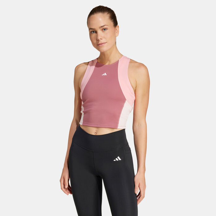 adidas Women's Techfit Colorblock Training Crop Top Pink adidas Women's Techfit Colorblock Training Crop Top Pink image number 0