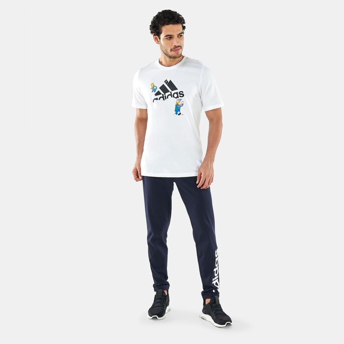 adidas Men's Essentials Single Jersey Tapered Elastic Cuff Logo Pants Blue image number 2