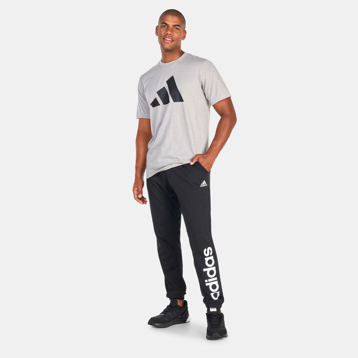 adidas Men's Essentials Single Jersey Tapered Logo Training Joggers Black image number 2