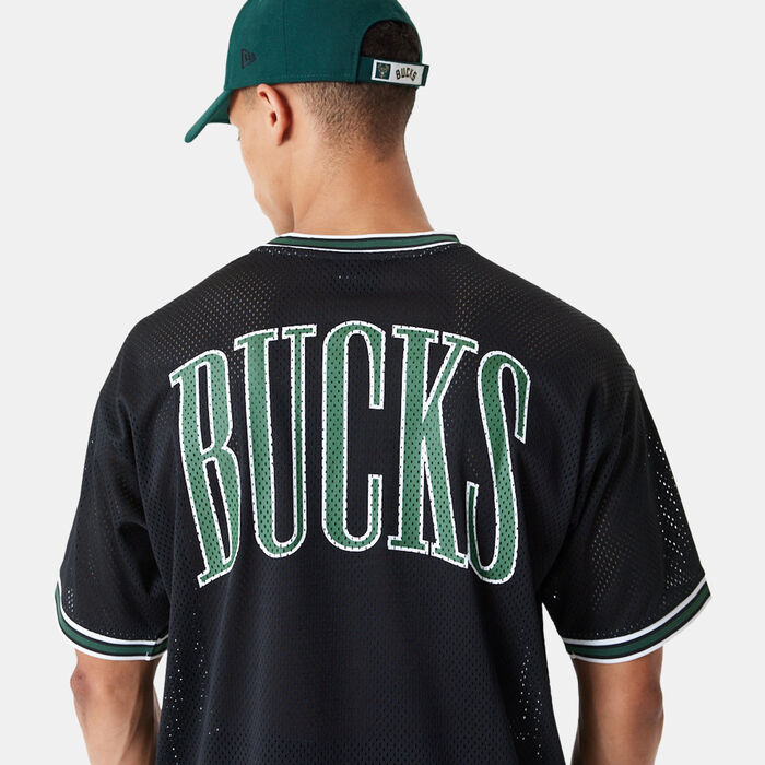 New Era Men's Milwaukee Bucks NBA Mesh T-Shirt Black image number 2