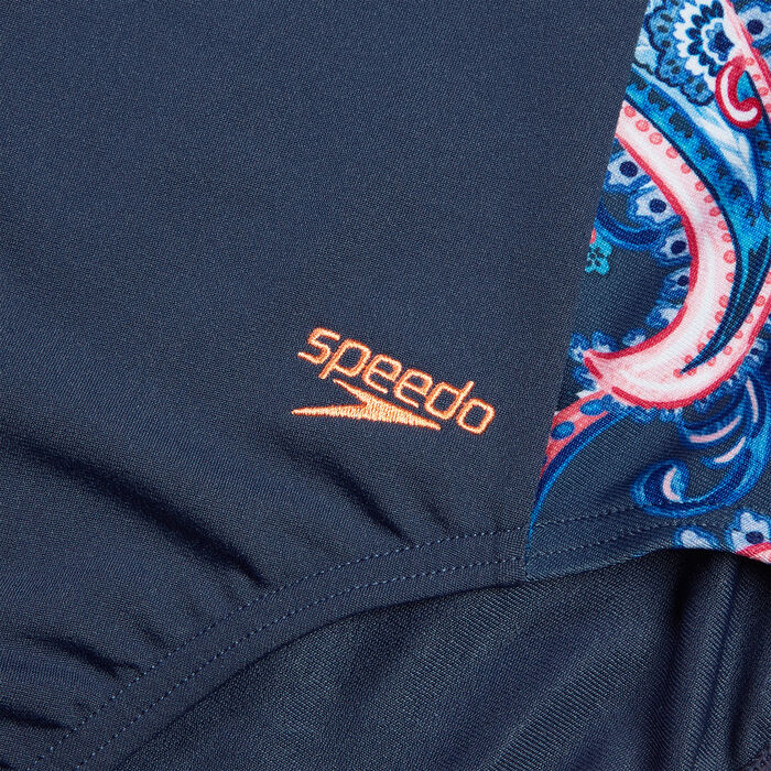 Speedo Women's Printed One-Piece Swimsuit Blue image number 4
