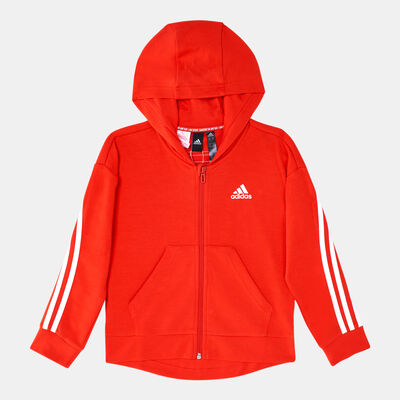 adidas Kids' 3-Stripes Full-Zip Hoodie Red
