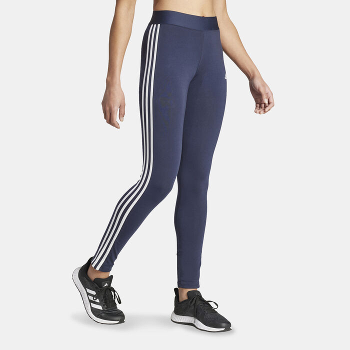 adidas Women's 3 Stripes Leggings Blue adidas Women's 3 Stripes Leggings Blue image number 2