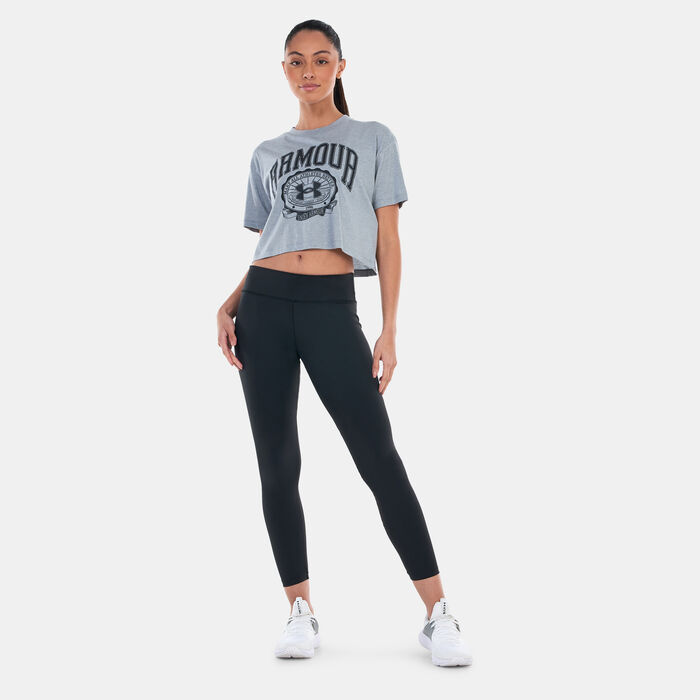 Under Armour Women's UA Collegiate Crest Crop T-Shirt Grey image number 2