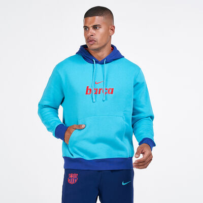 Nike Men's F.C. Barcelona Fleece Pullover Hoodie Blue Nike Men's F.C. Barcelona Fleece Pullover Hoodie Blue