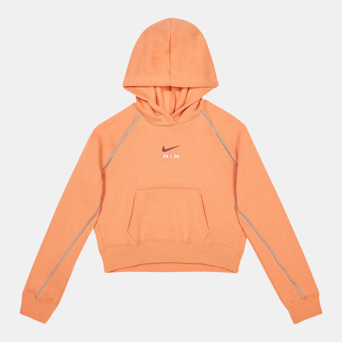 Nike Kids' Air French Terry Crop Hoodie (Older Kids) Orange image number 0
