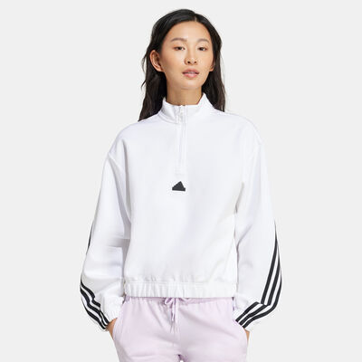 adidas Women's Future Icons 3-Stripes 1/4-Zip Sweatshirt White