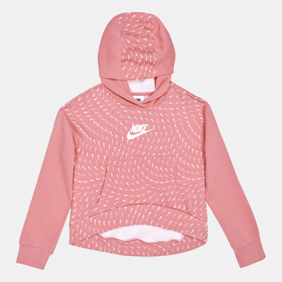 Nike Kids' Sportswear Fleece Allover Print Hoodie Pink
