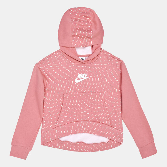 Nike Kids' Sportswear Fleece Allover Print Hoodie Pink image number 0