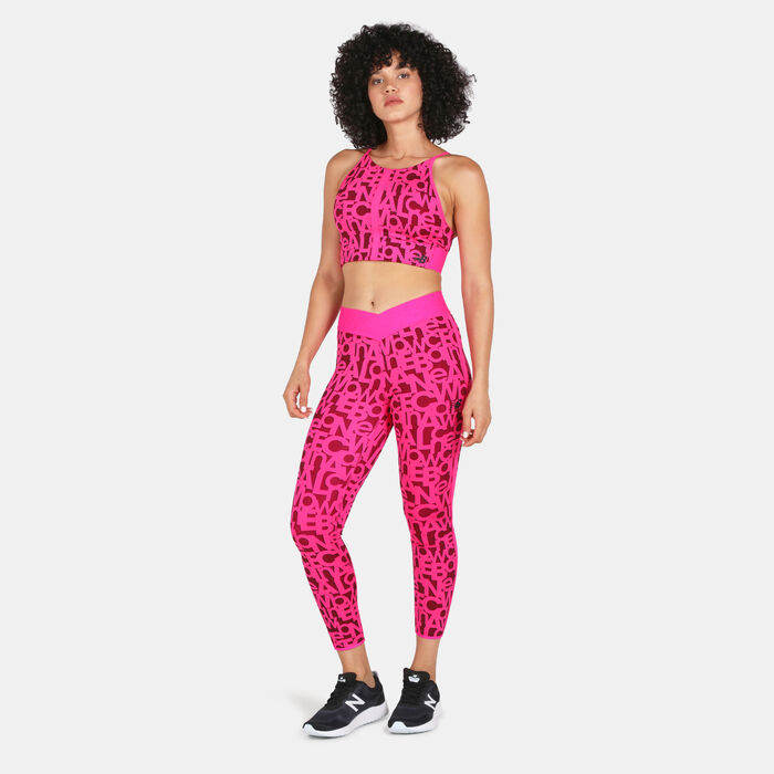 New Balance Women's Relentless Printed High Rise 7/8 Leggings Pink New Balance Women's Relentless Printed High Rise 7/8 Leggings Pink image number 2