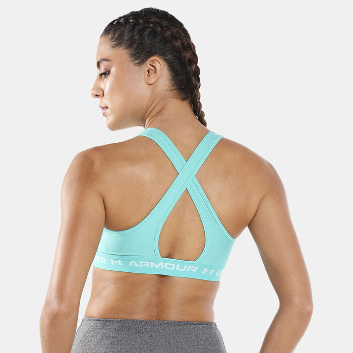 Under Armour Women's Crossback Mid Heather Sports Bra Green Under Armour Women's Crossback Mid Heather Sports Bra Green image number 1