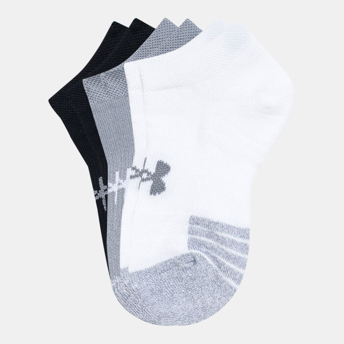 Under Armour Kids' HeatGear® No-Show Socks (Older Kids) - 3 Pack Grey image number 0