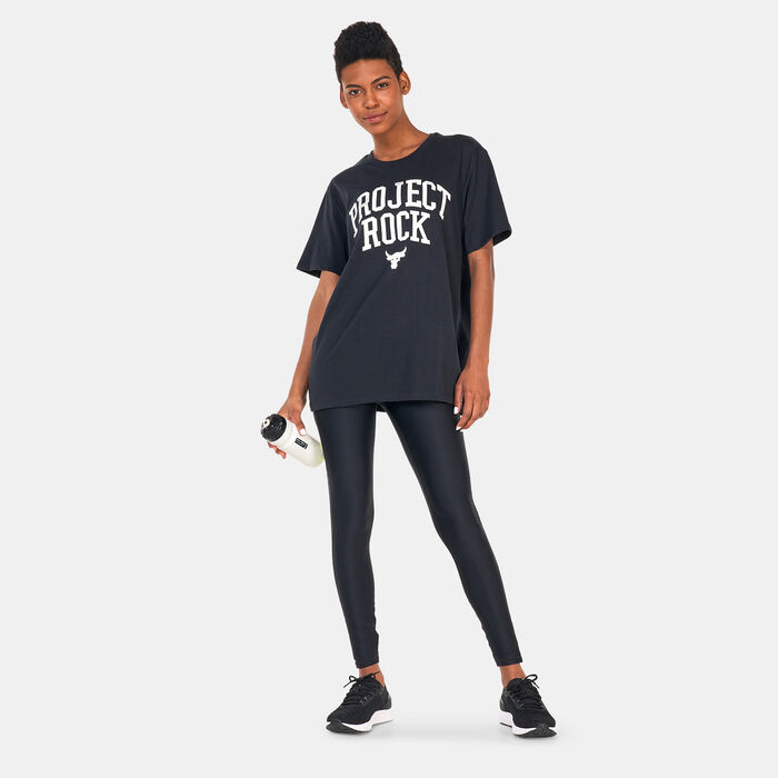 Under Armour Women's Project Rock Heavyweight Campus T-Shirt Black image number 2