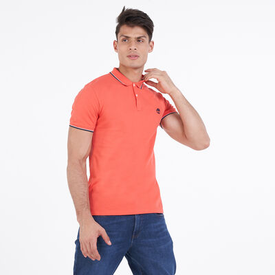 Timberland Men's Millers River Tipped Pique Polo T-Shirt Red Timberland Men's Millers River Tipped Pique Polo T-Shirt Red
