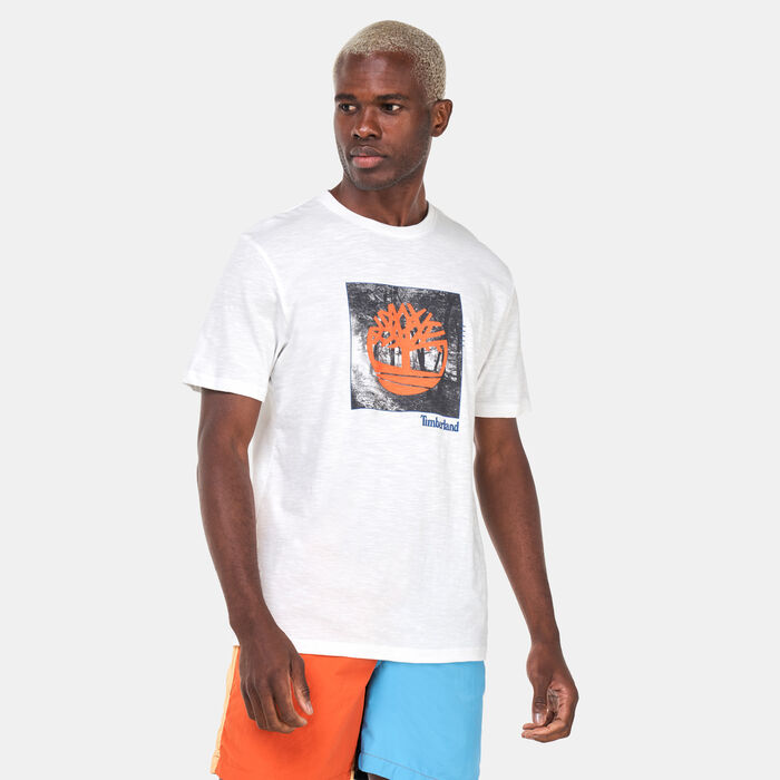 Timberland Men's Brand Carrier Front Print Graphic T-Shirt White Timberland Men's Brand Carrier Front Print Graphic T-Shirt White image number 0