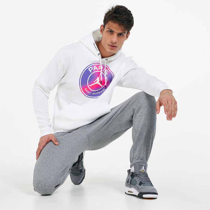Jordan Men's Paris Saint-Germain Fleece Pullover Hoodie White Jordan Men's Paris Saint-Germain Fleece Pullover Hoodie White image number 2