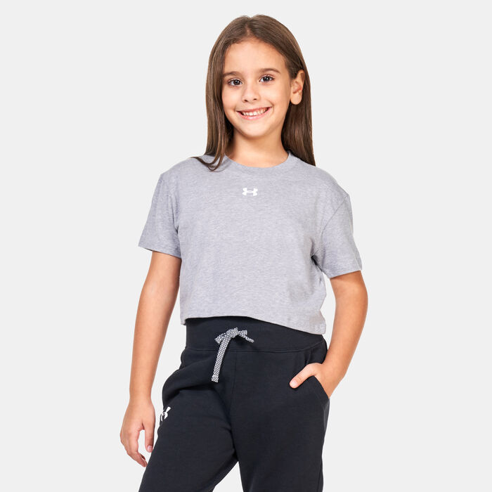Under Armour Kids' Sportstyle Logo Training Crop Top (Older Kids) Grey Under Armour Kids' Sportstyle Logo Training Crop Top (Older Kids) Grey image number 0