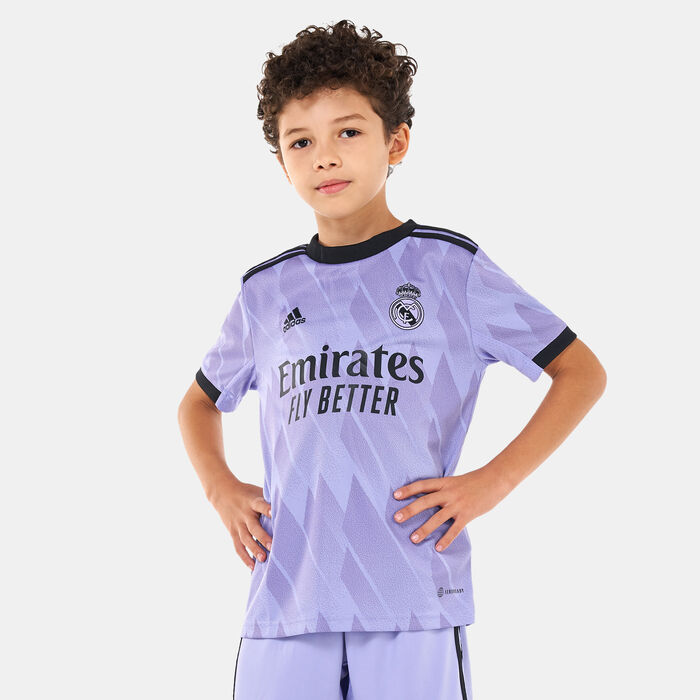 adidas Kids' Real Madrid F.C. Away Football Jersey - 2022/23 Purple adidas Kids' Real Madrid F.C. Away Football Jersey - 2022/23 Purple image number 0