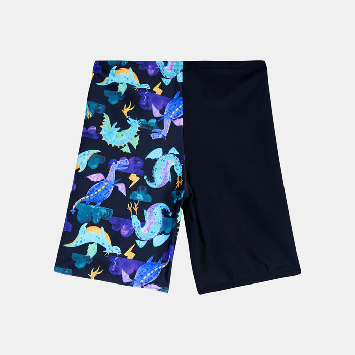 Speedo Kids' Digital Allover Print Swimming Jammer Shorts Black image number 1