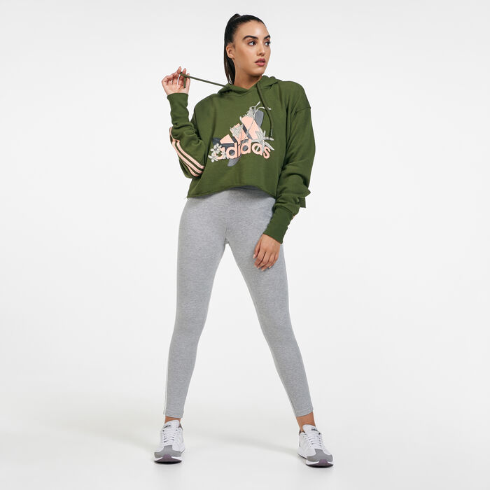 adidas Women's Cropped Hooded Sweatshirt Multi adidas Women's Cropped Hooded Sweatshirt Multi image number 2