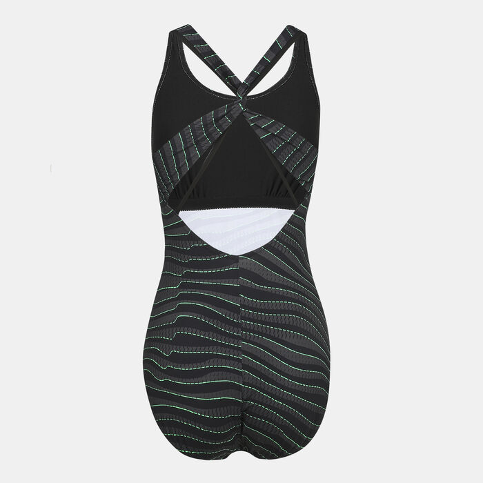 Speedo Women's Calypso Printed Shaping One-Piece Swimsuit Grey Speedo Women's Calypso Printed Shaping One-Piece Swimsuit Grey image number 1