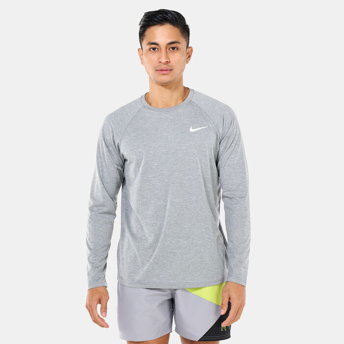 Nike Swim Men's Heathered Long-Sleeve Hydroguard Swim Shirt Grey Nike Swim Men's Heathered Long-Sleeve Hydroguard Swim Shirt Grey image number 0