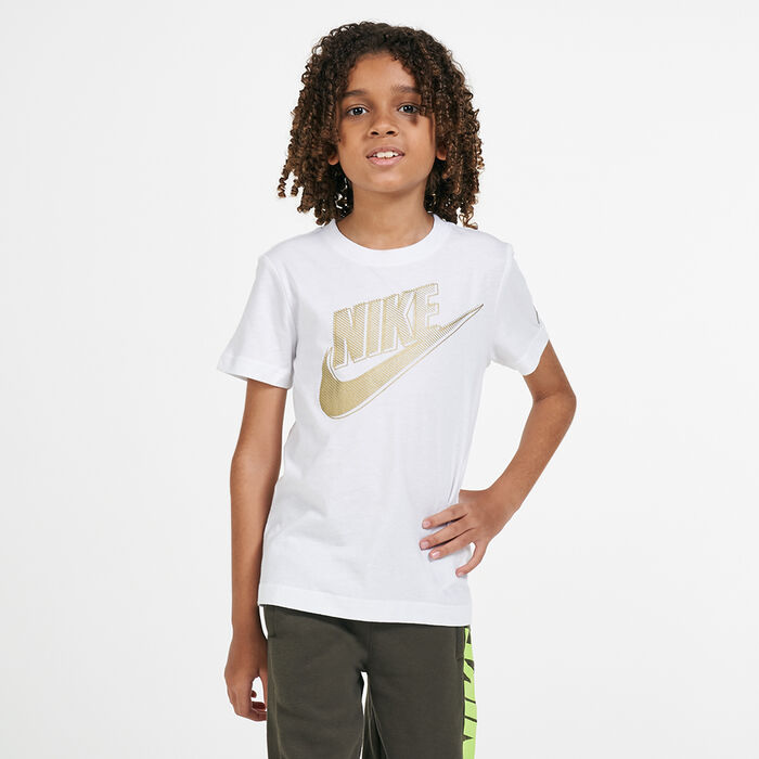 Nike Kids' Club HBR Futura Metallic T-Shirt (Younger Kids) White Nike Kids' Club HBR Futura Metallic T-Shirt (Younger Kids) White image number 0