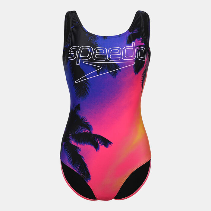 Speedo Women's Digital Placement U-Back One-Piece Swimsuit Black Speedo Women's Digital Placement U-Back One-Piece Swimsuit Black image number 0