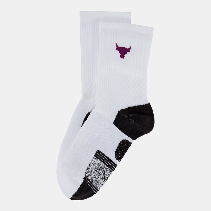 Under Armour Project Rock Armour Dry Playmaker Crew Socks (1 Pair) White image number 0