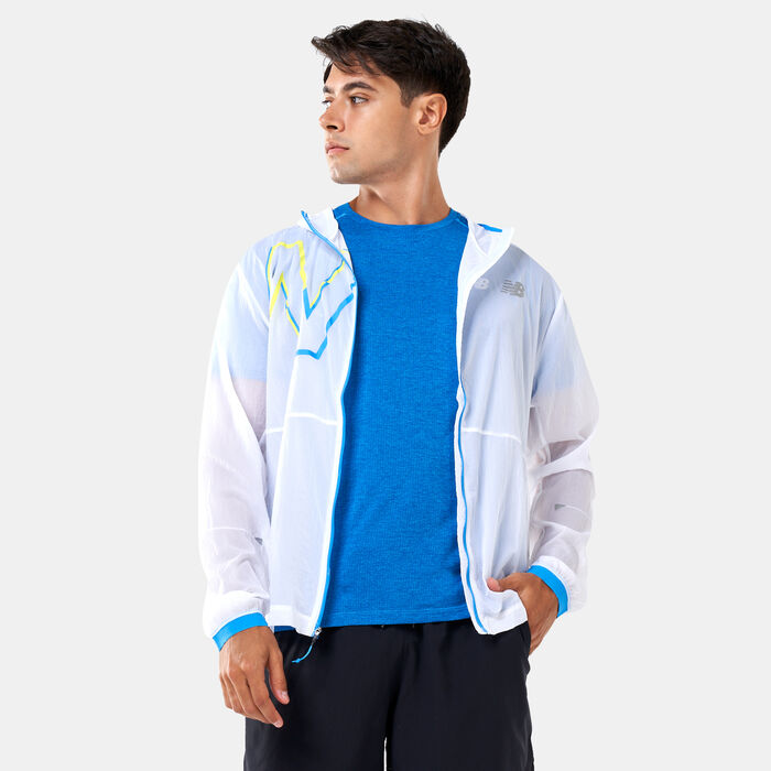 New Balance Men's Printed Impact Run Light Pack Jacket White New Balance Men's Printed Impact Run Light Pack Jacket White image number 0