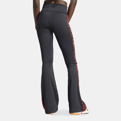 adidas Originals Women's Leopard Luxe 3-Stripes Infill Flared Pants Black