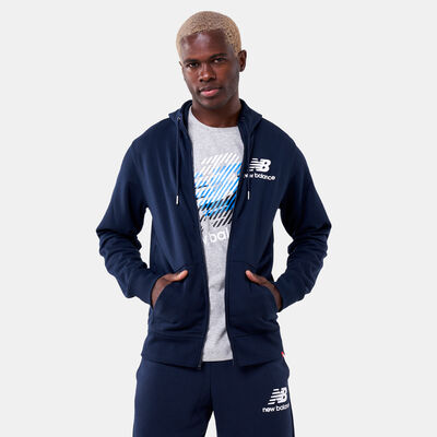 New Balance Men's Essentials Stacked Full-Zip Hoodie Blue